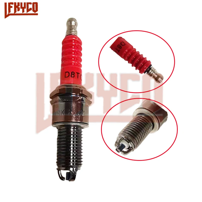 1/2/3/4PCS 3 Electrodes D8TC/D8TJC/D8EA/DR8EA Spark Plugs Ignition Candle for 125CC-200CC CG125 GY6 ATV Dirt Sparkplug Cap Moto