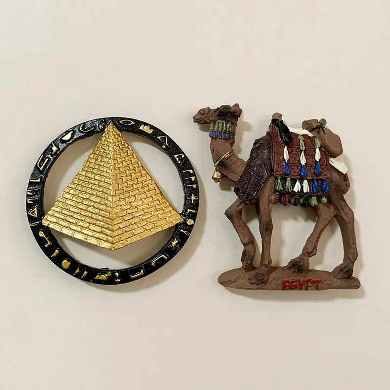 Pyramid Camel Egypt 3D Resin Fridge Magnets Travel Souvenir Gift, Hand Painted Handicraft Home Decor Collection