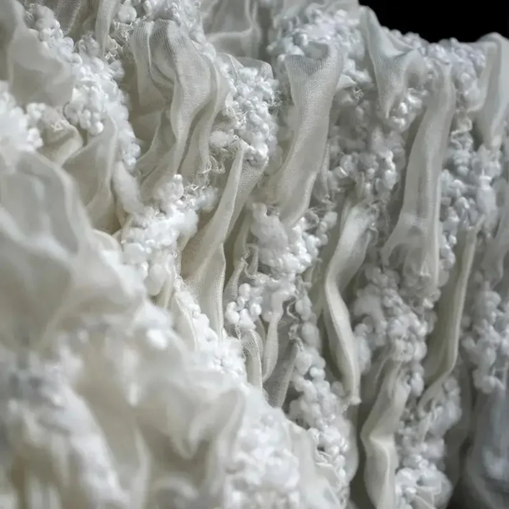 

Эластичная жаккардовая ткань с эффектом волны и жатки для дизайнерской одежды, оптовая продажа, материал на метр