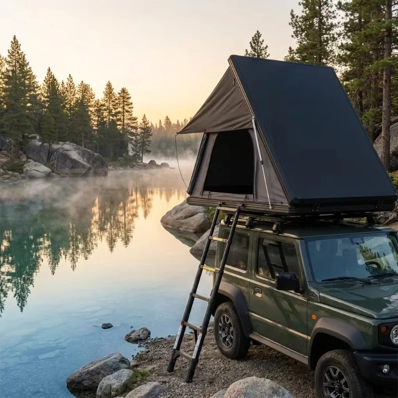 

4 Person Rooftop Tent Spacious Hard Shell Aluminum Honeycomb SUV Four-Season Camping W/ 3000mm Waterproof Fabric Foldable