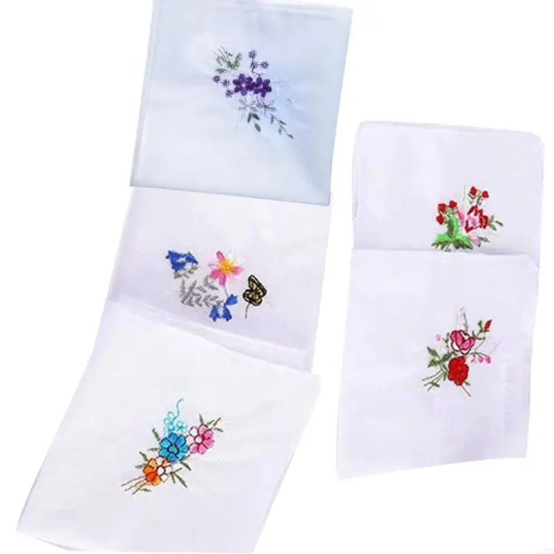 270D Plain Handkerchief Towel for AllAge Embroidery Flower Bandanas Pocket Towel Women Man Sweat Wipe Kerchief Accessories