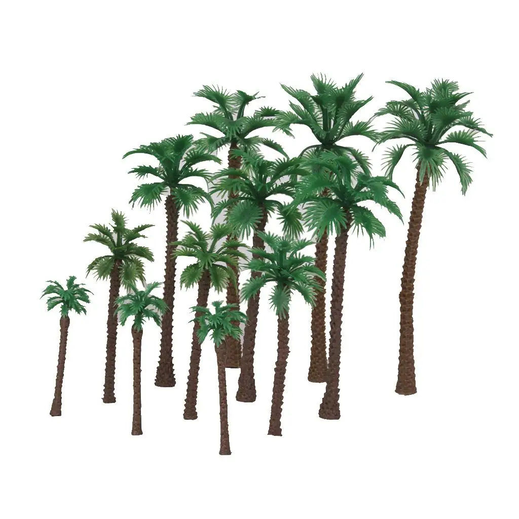 12 Model Palm Trees Railway Artificial Scenery Wargame Plastic Tree HO Scale