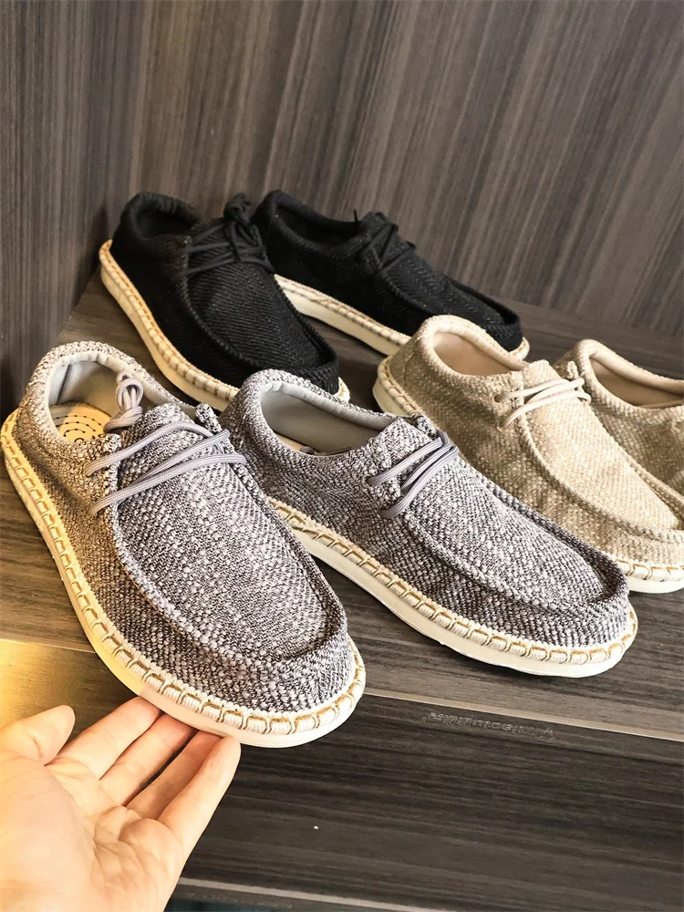 

Fashionable Linen Fisherman Slip-On Flat Bottom Anti-Slip Casual Shoes Spring Summer Breathable round Toe Flat Heel Shoes