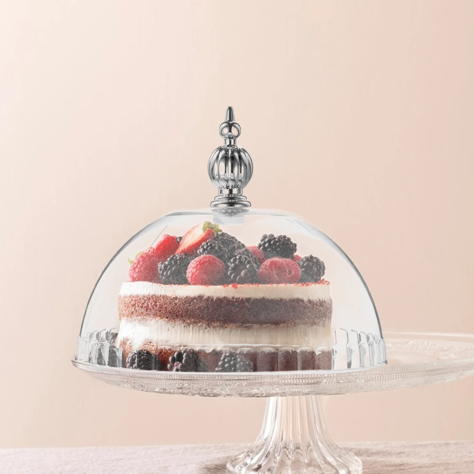 

Clear 6.8 Inch Plastic Cake Cover Dome Lid Heat-Resistant Reusable for Cheese Charcuterie Food Tent Display Stand
