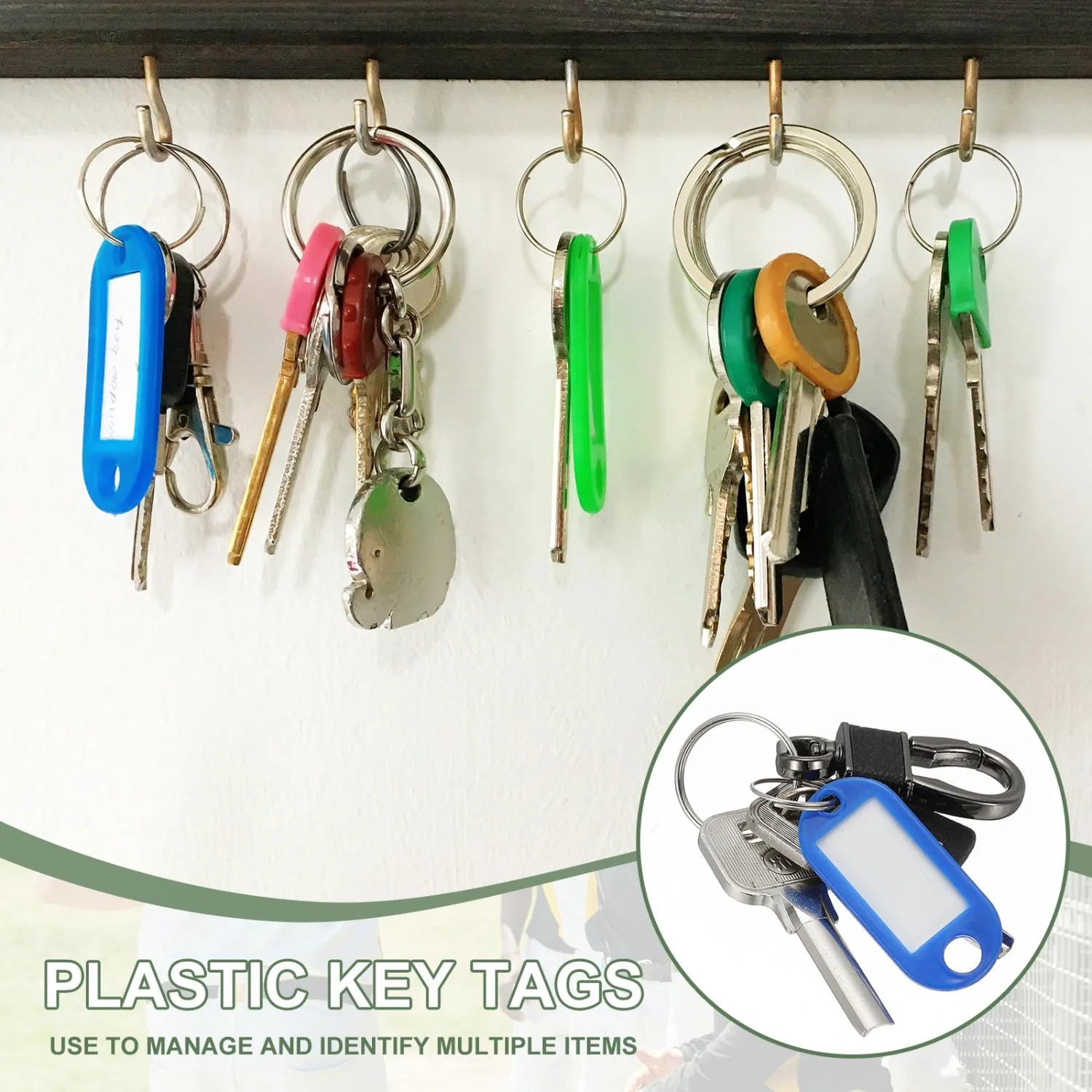 10-100PCS Coloful Key Tags Plastic Split Key Ring Paper Labels Windows Flexible Key Organizer DIY Item Identifiers Luggage Tag