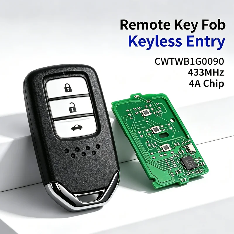 3 Button 433MHz FCC CWTWB1G0090 With A4 Chip Car Smart Remote Key For Honda Civic Fit Accord ZRV Odyssey Pilot Prelude Super-ONE