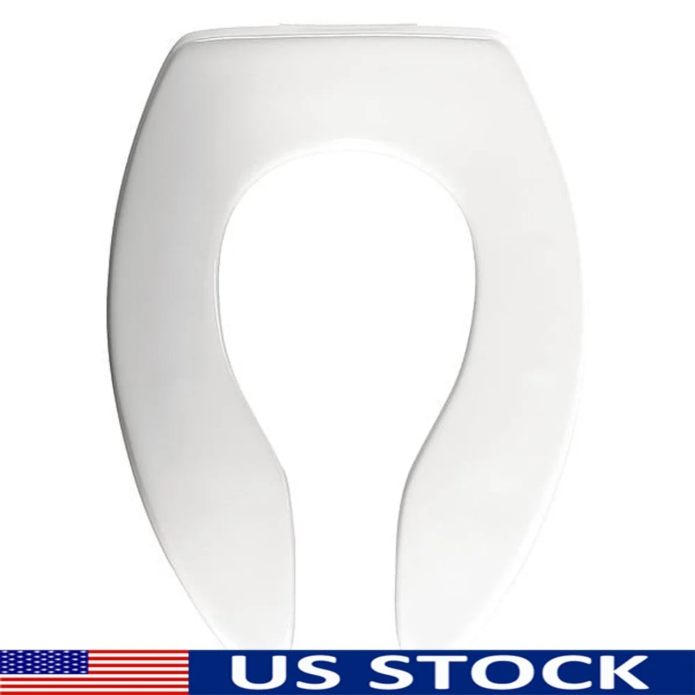 

Commercial Extra Heavy-Duty Plastic Toilet Seat with STA-TITE Fastening Antimicrobial Protection Open Ring Design Residential