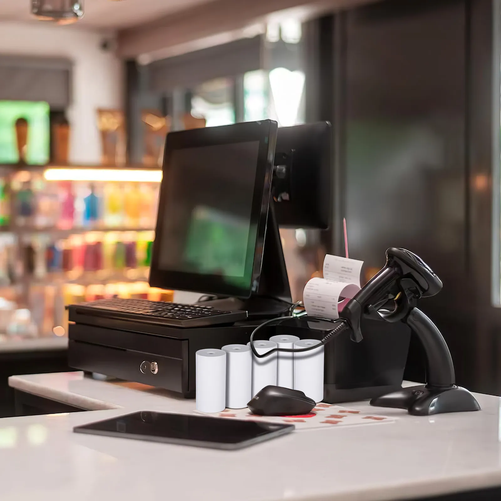 

Thermal Printer Stickers 5 Rolls Fine Texture Clear Prints Versatile Choice Easy to Read Universal Fit Thermal Printer Paper