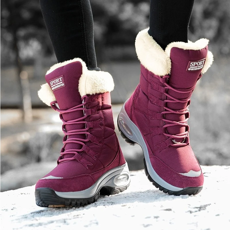 

High End Women's Snow Boots Fashion Plush Warm Winter Boots Quality Non Slip Hiking Shoes for Woman Designer Shoes Botas Mujer
