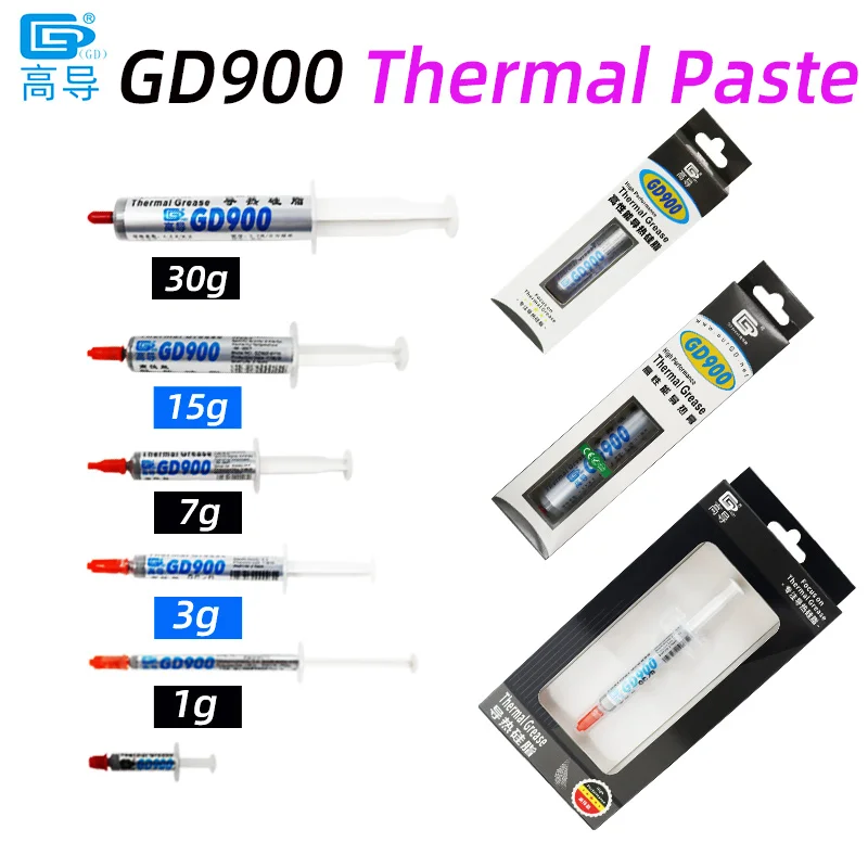 Thermal Conductive Grease Paste Net Weight 1/3/4/7/15/30 Grams GD900 Processor cooler Plaster Heat Sink Compounds  BA BR CB BX