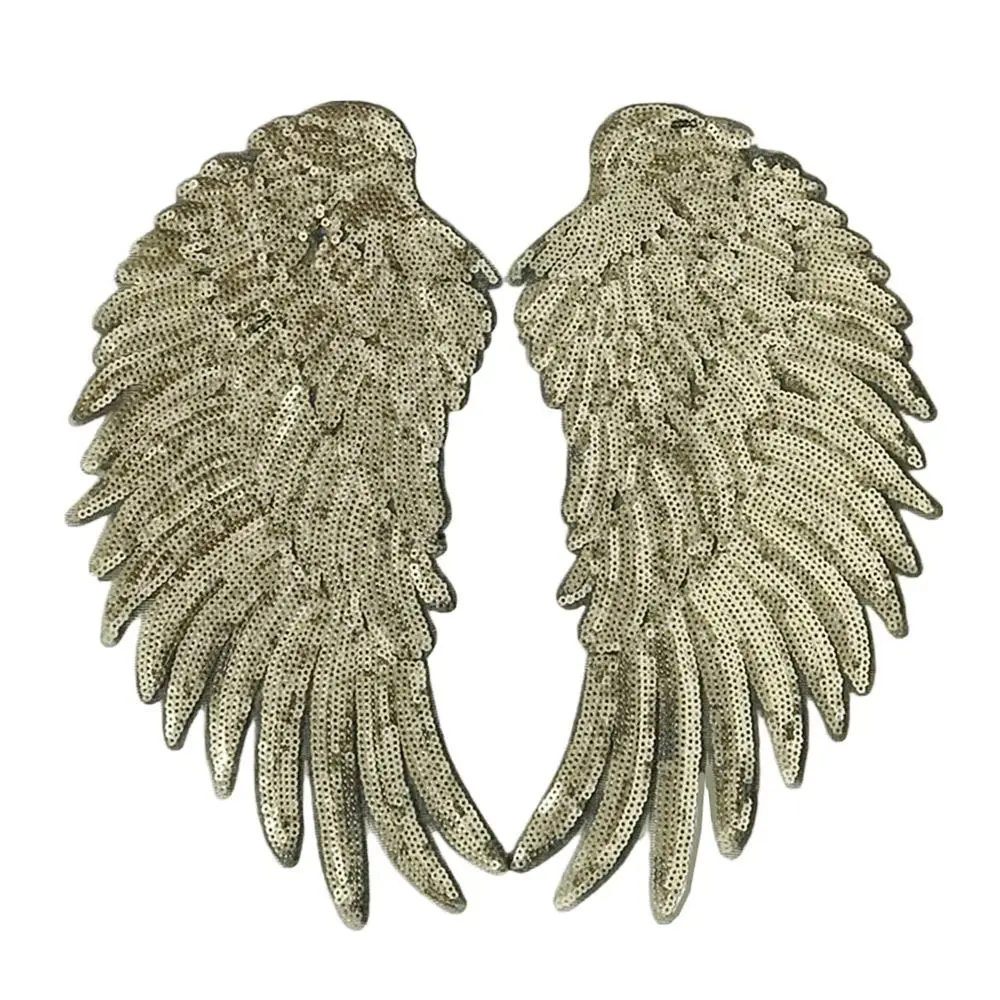 اكسسوارات الملابس أجنحة ريش قوس قزح ذاتية اللصق حالمة الترتر بقع لامعة خياطة شارات مطرزة #3