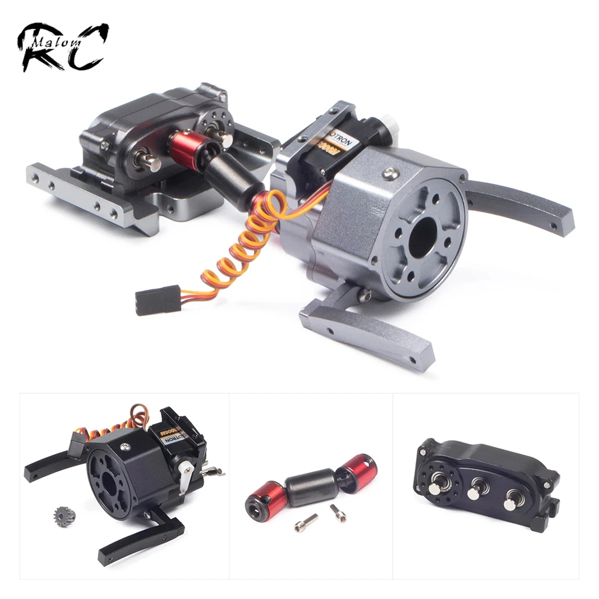 Front Motor 2 Speed Transmission Metal Planetary Gearbox Transfer Case for 1/10 RC Crawler Car Axial SCX10 & SCX10 II 90046