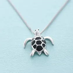 Buyee 925 Sterling Silver Female Big Pendant Chain Cute Turtle Sweet Necklace for Women Unique Fashion Animal Fine Jewelry Chain