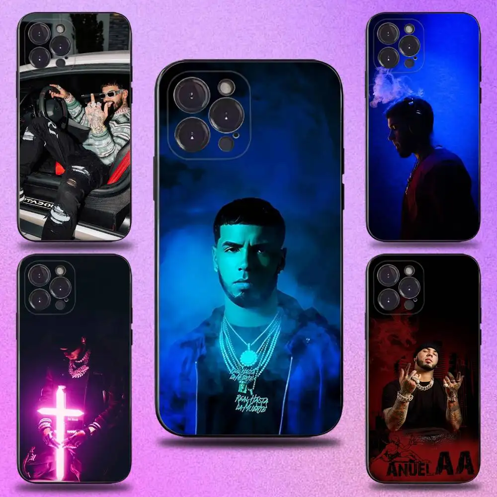 

Rapper A- Anuel AA Real Phone Case For iPhone 16,15,14,13,12,11 Plus,Pro Max,XS,X,XR,SE,Mini,8,7,Soft Silicone Black Cover