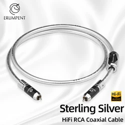 ERUMPENT 75Ohms Sterling Silver Professional RCA Digital Coaxial Cable Self-locking RCA Audio Cable for DAC Home Theater TV