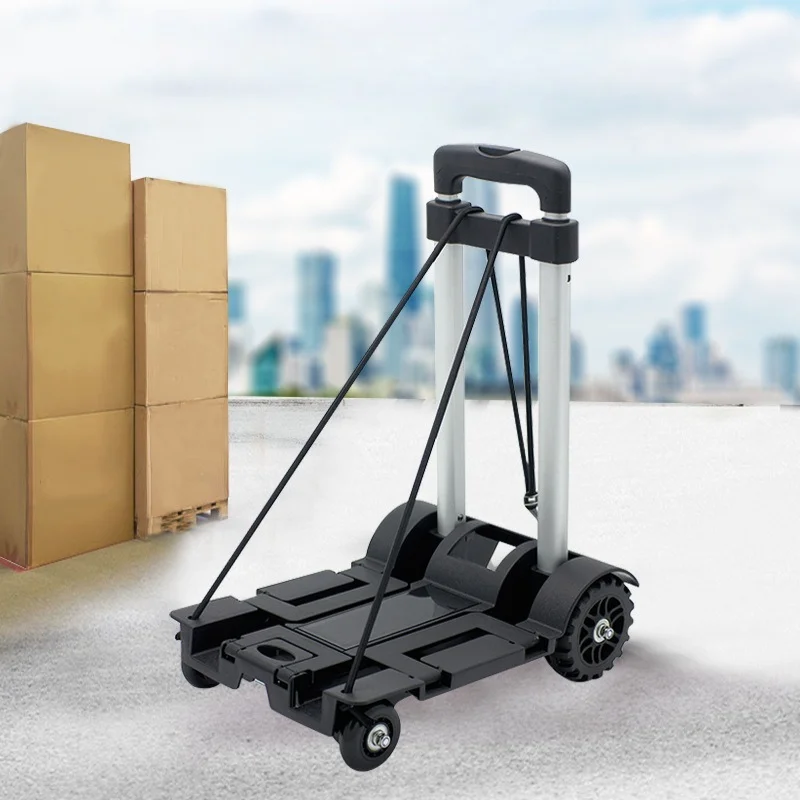 Folding Hand Truck Aluminum Portable Cart Telescopic Handle Collapsible Mini Dolly for Travel Moving Grocery Shopping 접이식 카트