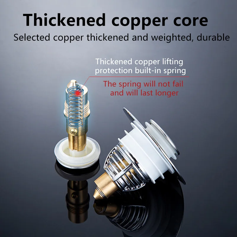 Universal Stainless Steel Basin Pop-Up Bounce Core Basin Drain, Sink Filter, Bathtub Plug, Bathroom Tool