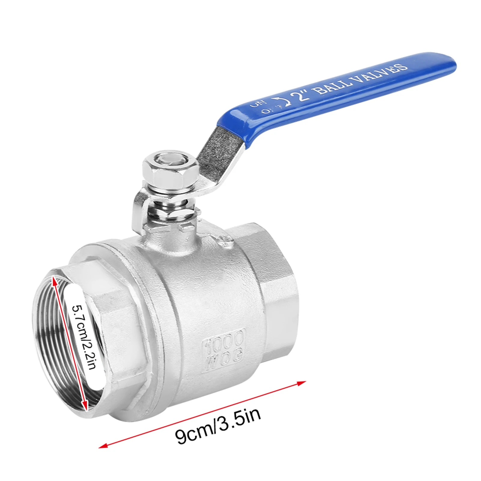 2in Ball Valve 304 Stainless Steel Two Piece Full Port Female Thread Ball Valve 2" DN50 1000 WOG