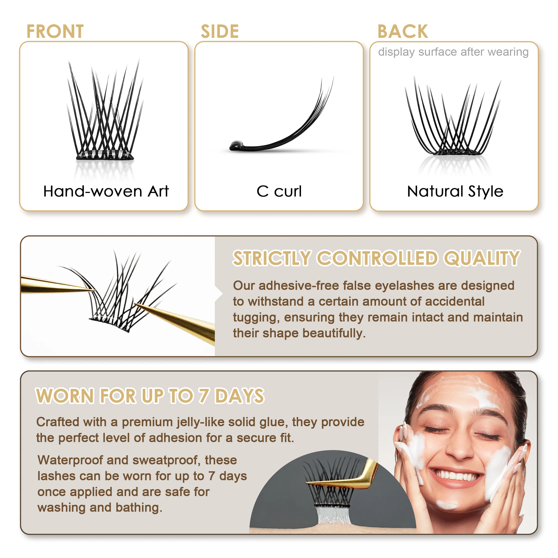 [Seedew] 108Pcs Natural Style Self Adhesive Eyelashes NO Glue Needed Cluster Lashes DIY Lashes Extension Individual Lashes