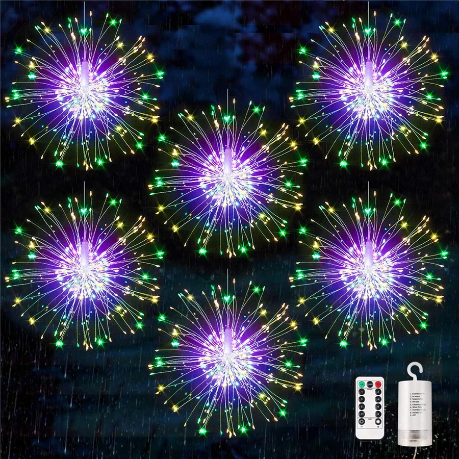 Outdoor 8 Modes 200LED Christmas Fireworks Fairy String Lights for Party Wedding Garland Xmas Tree Garden Decor Holiday Lighting