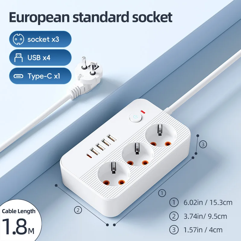 Adea European standard plug-in 5usb mobile plug-in with extension cord German standard socket wholesale custom