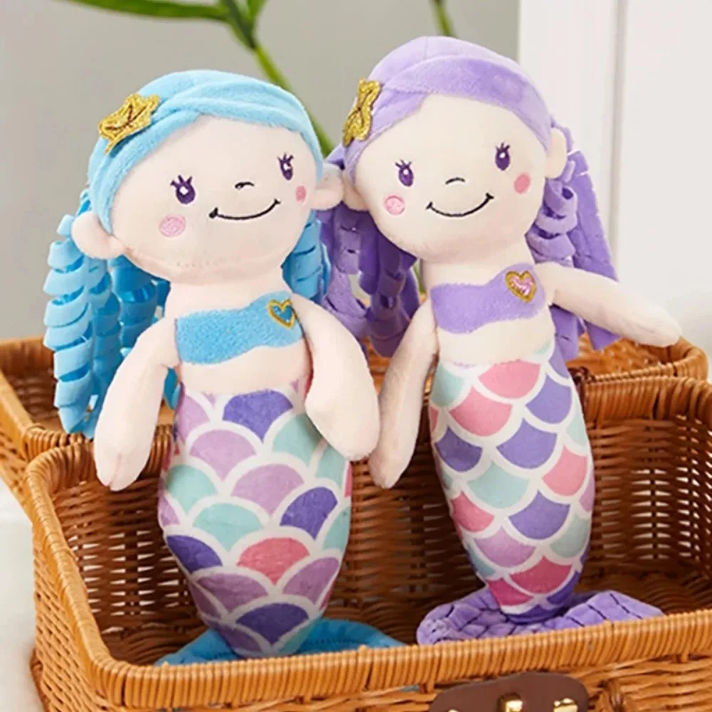 30cm Purple Mermaid Plush Toy Soft Throw Pillows Doll Cotton Blue Fish Beauty Stuffed Animals Birthday Gift for Girls Kids