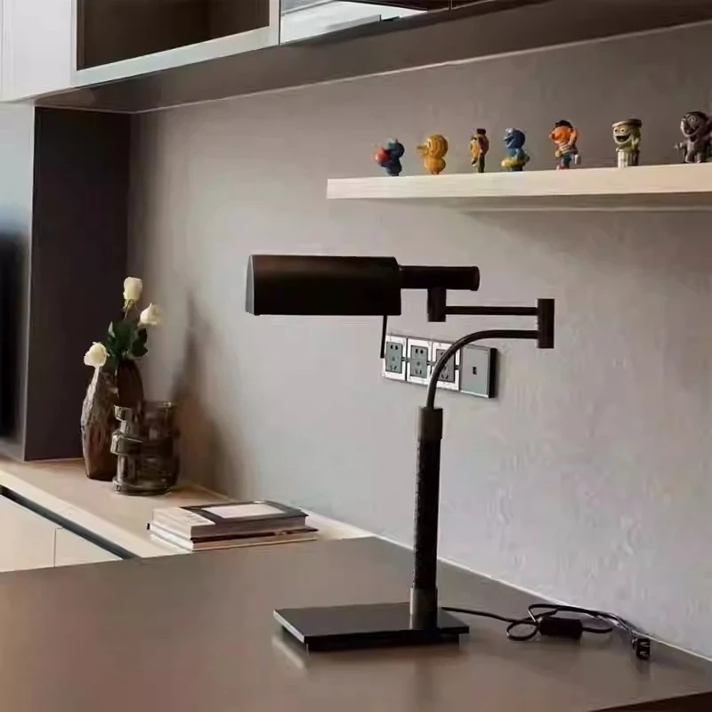 

Декоративная настольная лампа для отелей, офисов, спален, черная, кожаная, с металлической фурнитурой