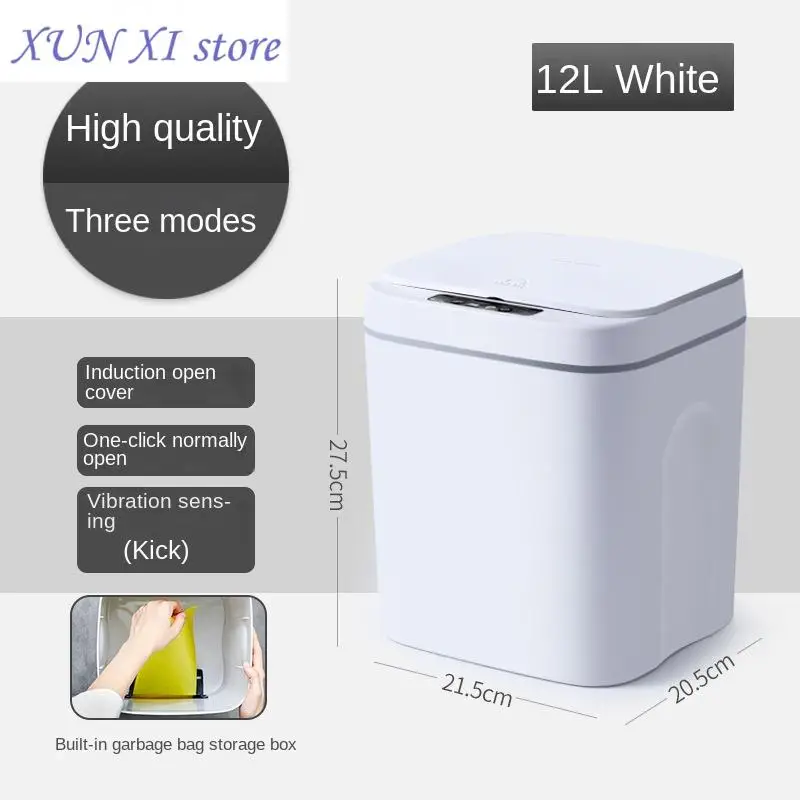 2023 12/14/16L Smart Trash Can Automatic Induction Type Household Trash Can Caulking In Kitchen Bedroom Bathroom Mini Dustbin