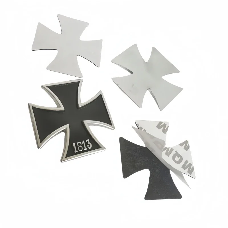 Car Motorcy Fashion Stickers Iron Cross Chrome Metal Germany 1813 Malta Virtue Symbol Medal Cross Emblem Badge Decal Car Styling