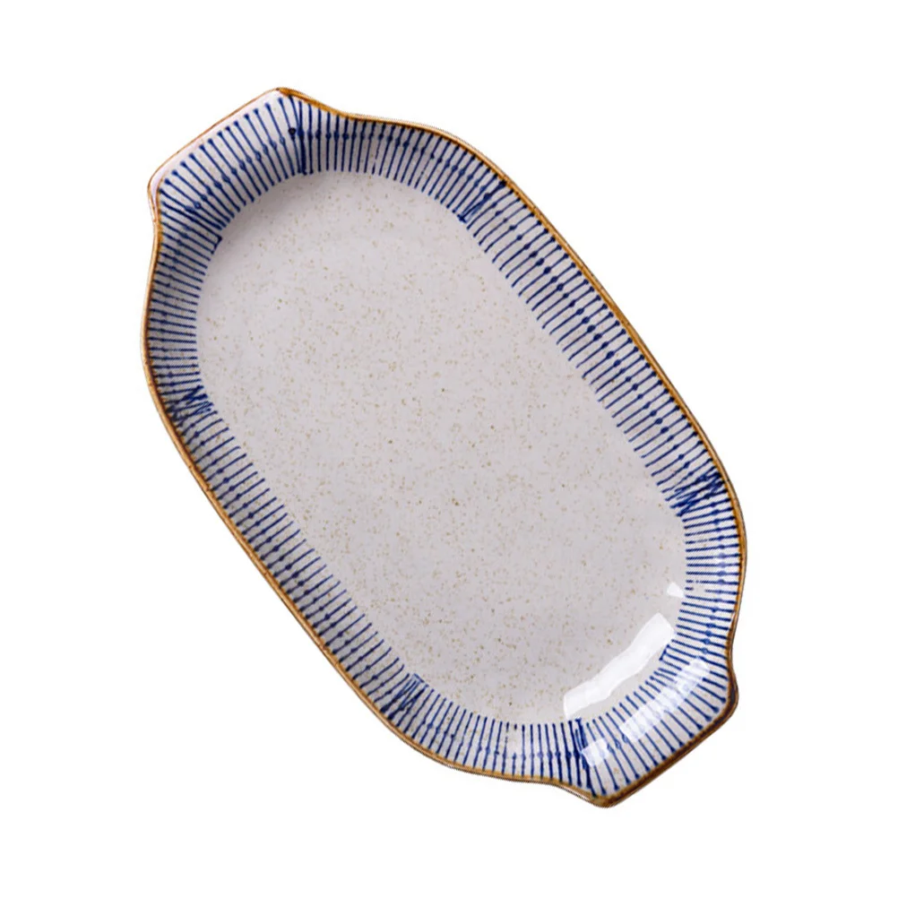 

Fish Steaming Plate Rectangular Dish Kitchen Cooking Bakeware Pan Grilled Tray Dessert