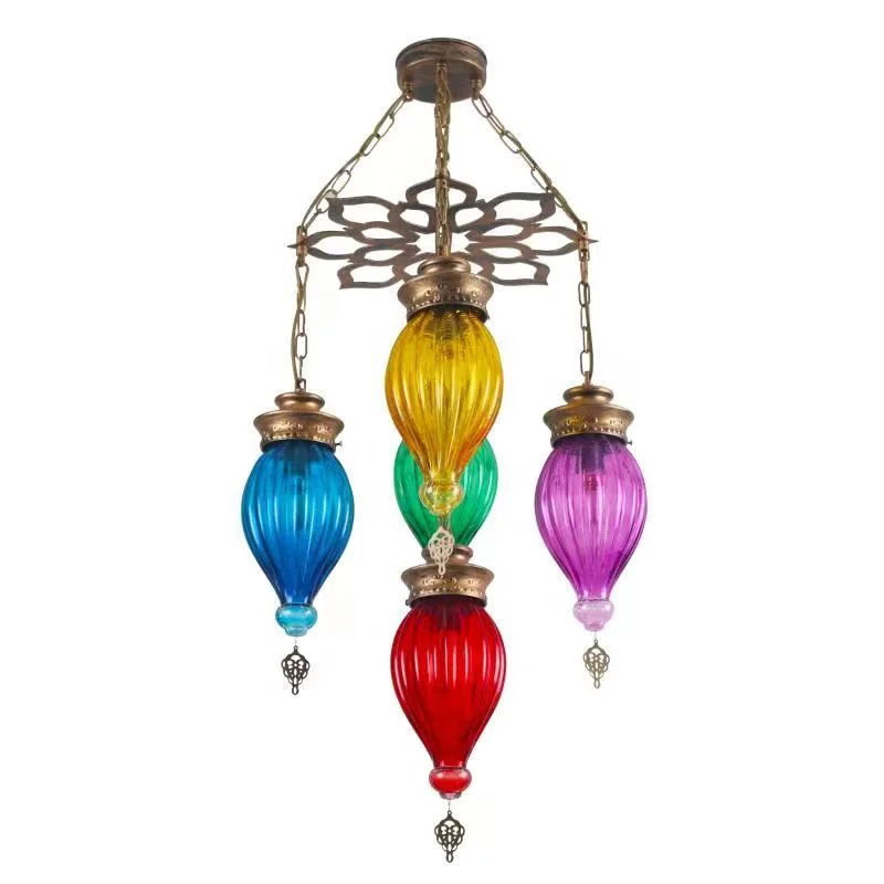 Bohemian style South East Asia colored cracked glass chandelier handmade chandelier