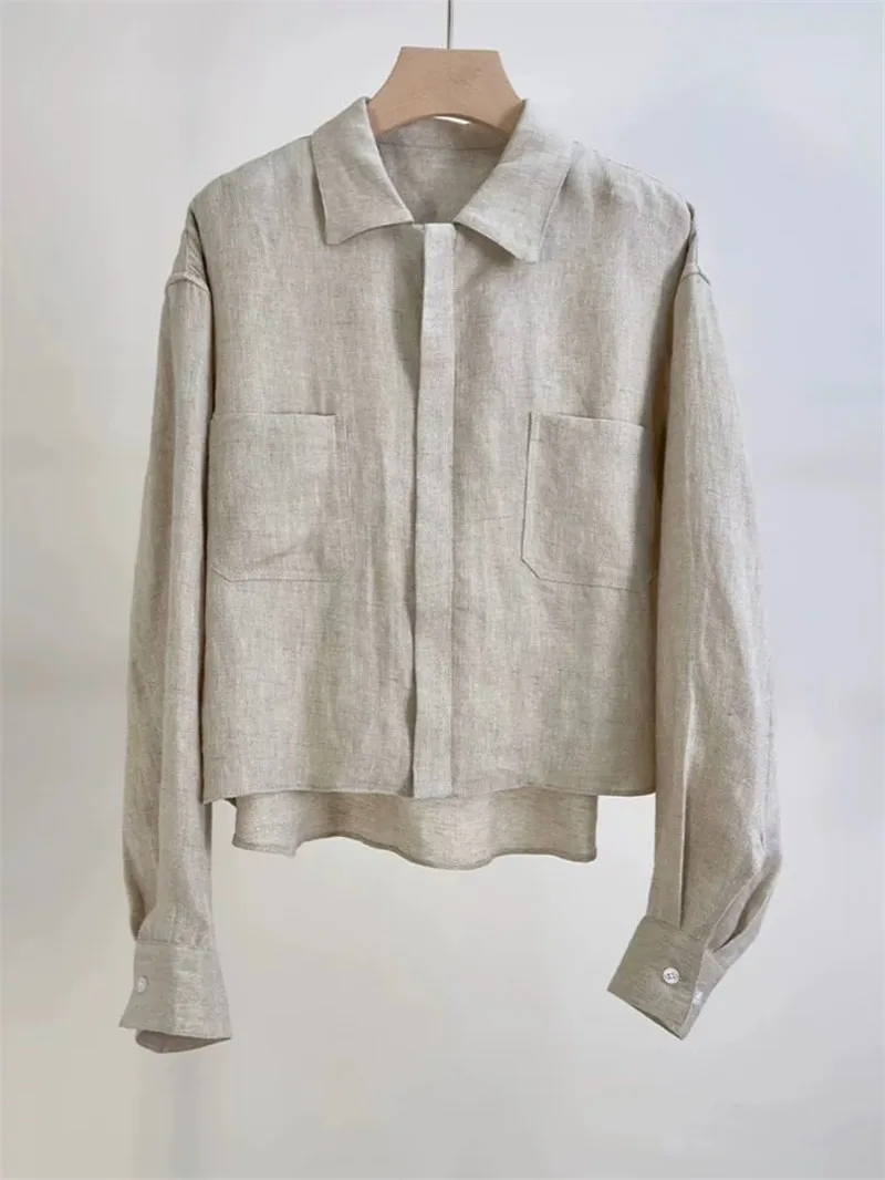 

2025 New Spring Autumn Cotton Linen Shirts Women Chinese Style Loose Simple Long Sleeve Female Top Soft Good Quality Blouse