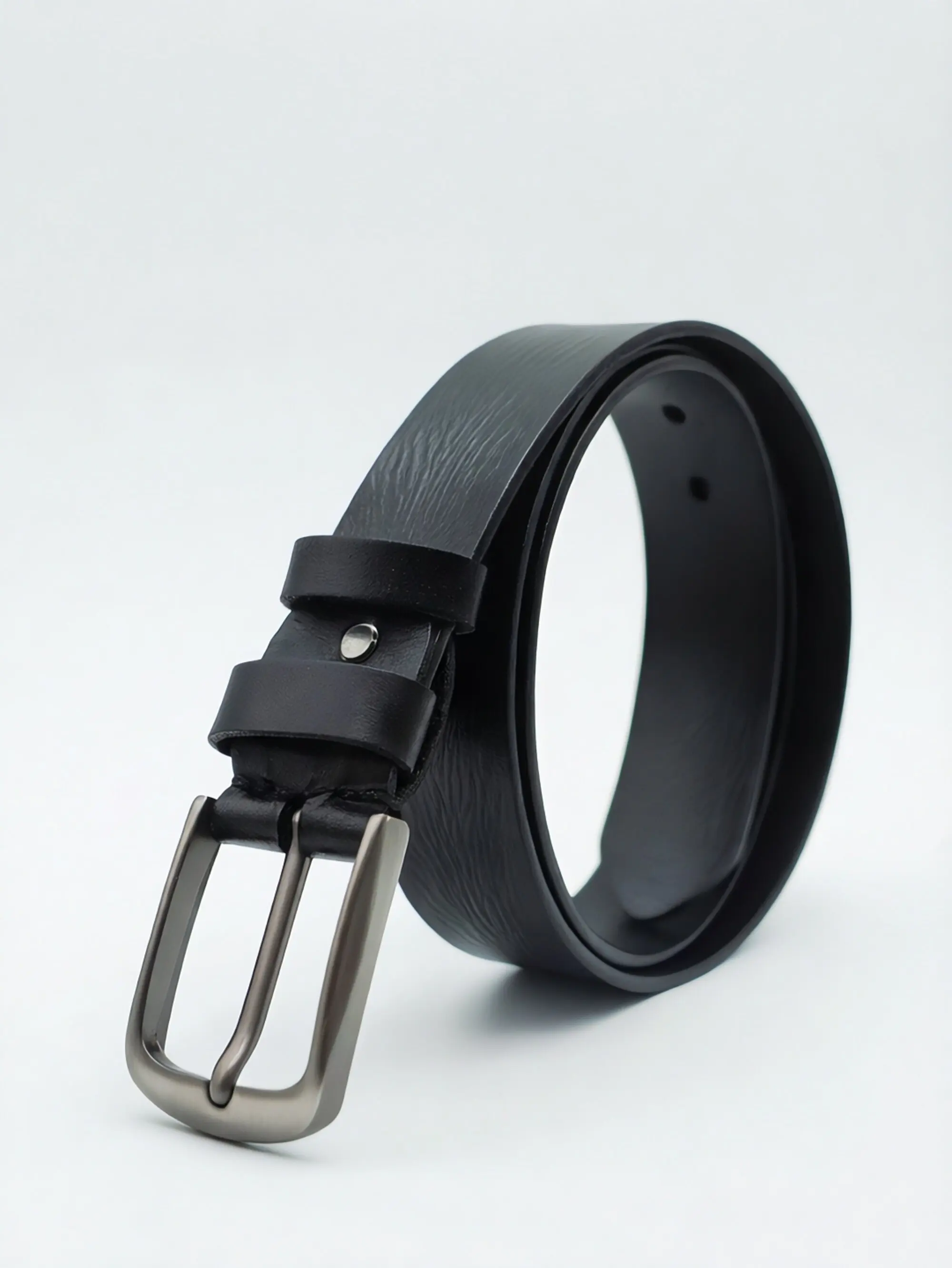 Men‘s Genuine Leather Belt Prong Buckle Embossed Casual Dress Belt for Men Office Daily Gift Box