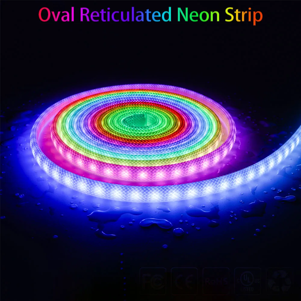 

WS2812B Elliptical Reticulate Pattern Neon Addressable LED Strip Light WS2812 60Leds/m 360Degree Smart Silicone Tape IP67 DC5V