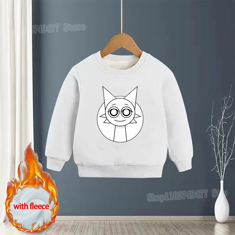 New Sprunki kids hoodie game Incrediblebox Sweatshirt cartoon autumn/winter plus velvet o neck pullover cute boys' clothing