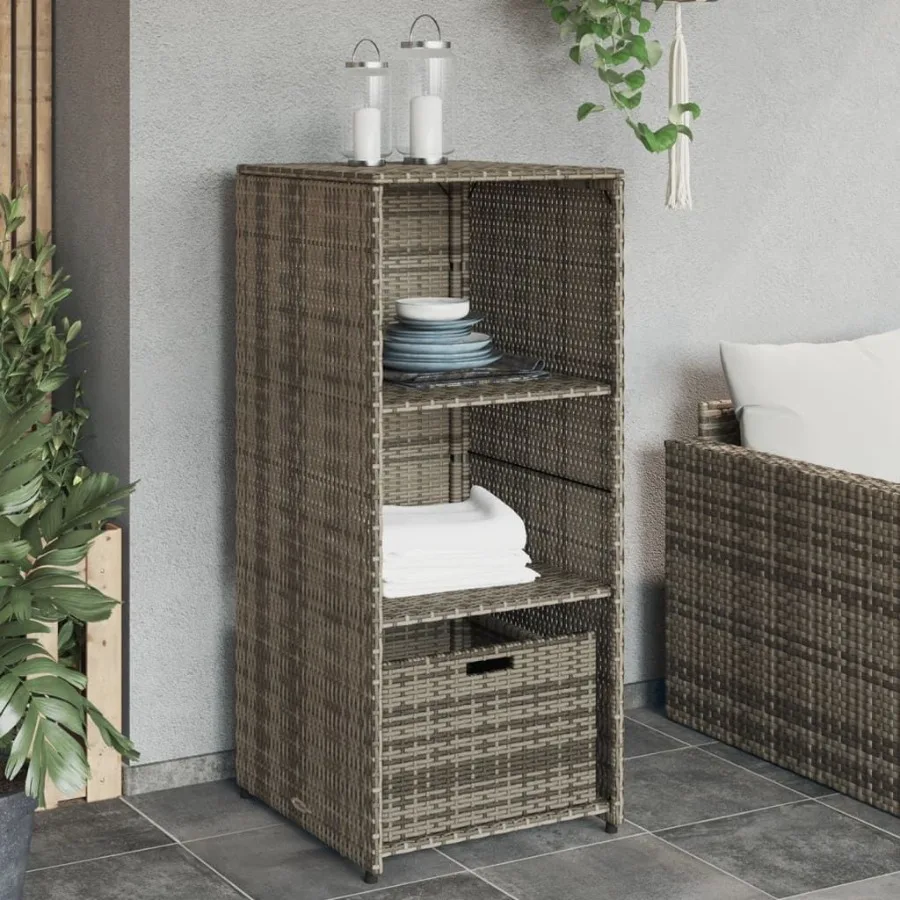 

Шкаф для хранения патио Серый 19,7x21,7x45,3 поли ротанга
