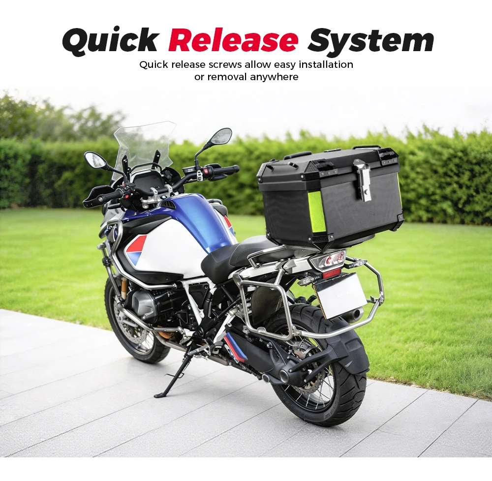 KEMIMOTO 45L/65L Motorrad-Topcase Universeller ABS-Kunststoff-Koffer Motorrad-Heckbox für Motorräder Abnehmbarer Koffer mit Schloss – Detail 2