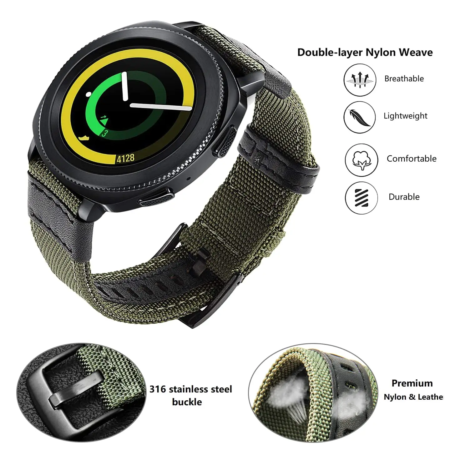 Nylon Quick Release Watch Bands,Replacement Canvas Fabric Sport Strap,20/22mm Military Style for Watch band image 5