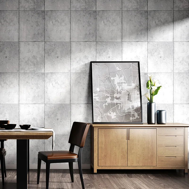 

Retro gray cement brick antique tile industrial wind wallpaper restaurant bar hotel living room barber shop wallpaper