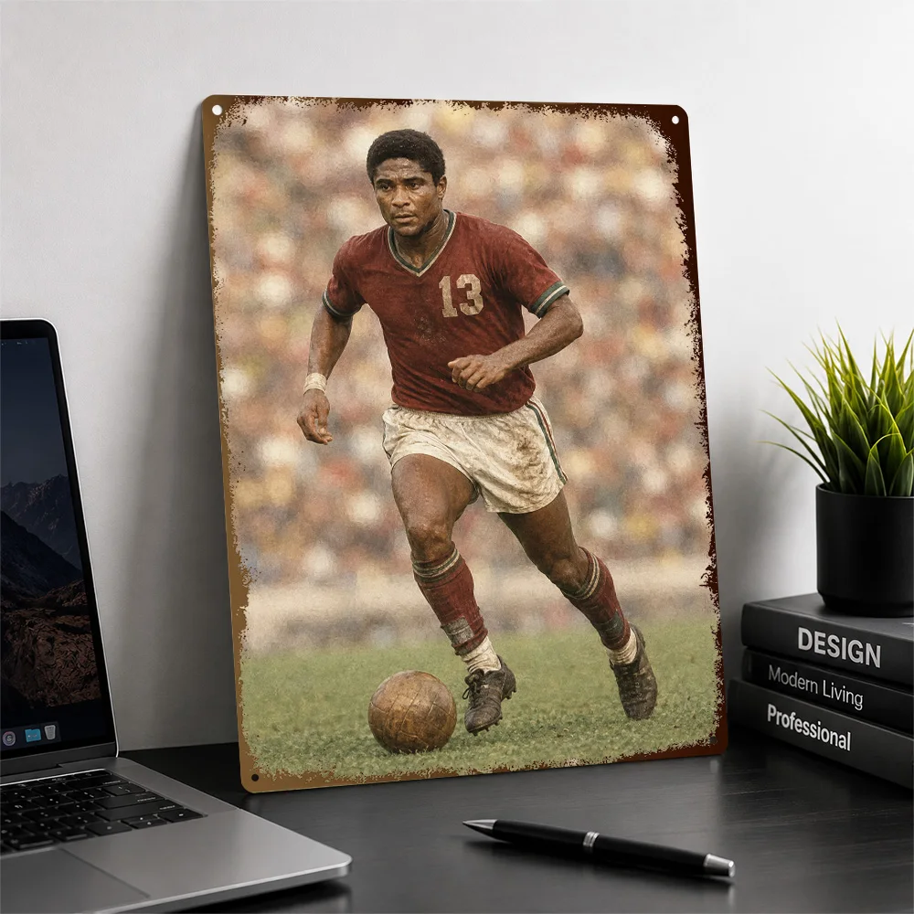 Eusébio Football Printed Poster Customized Metal Sign Celebrated Athlete Design Wall Art Ideal For Supporter Corner Or Bedroom