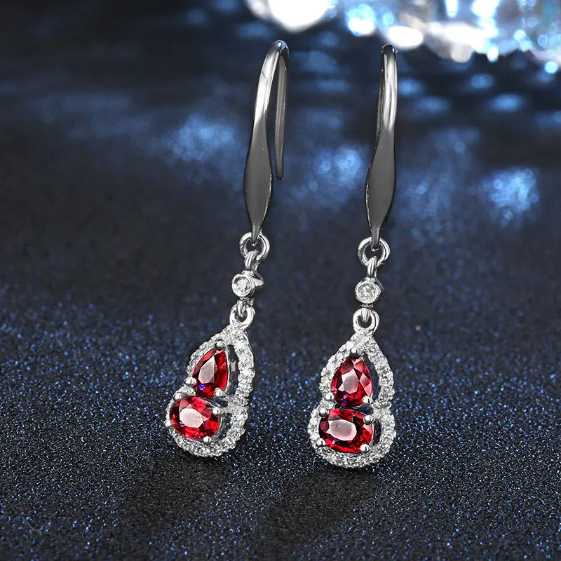 Korean-style fashionableGourd-shaped ruby pendant with waterdrop shape, 925 sterling silver necklace for ladies, hypoallergenic 5