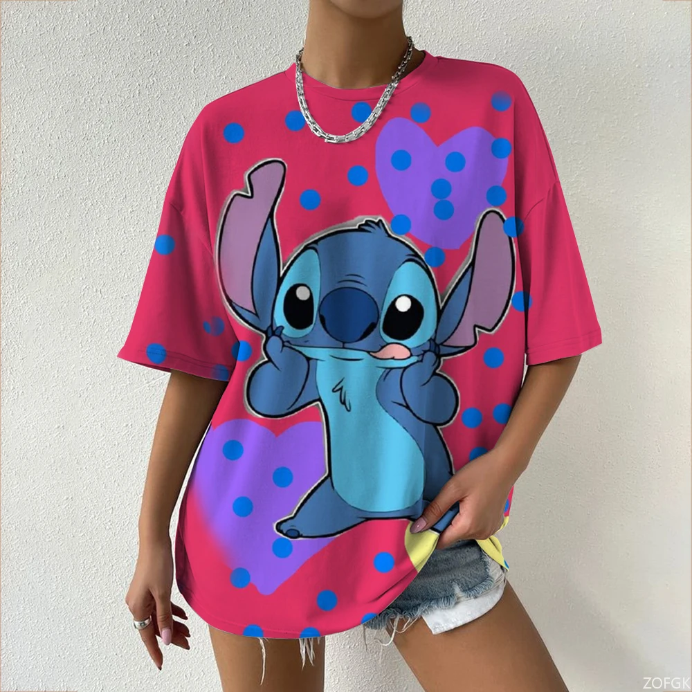 المرأة تي شيرت الصيف الجولة الرقبة المرأة 2025 قصيرة الأكمام الأعلى ثلاثية الأبعاد تي شيرت مطبوع موضة الشارع