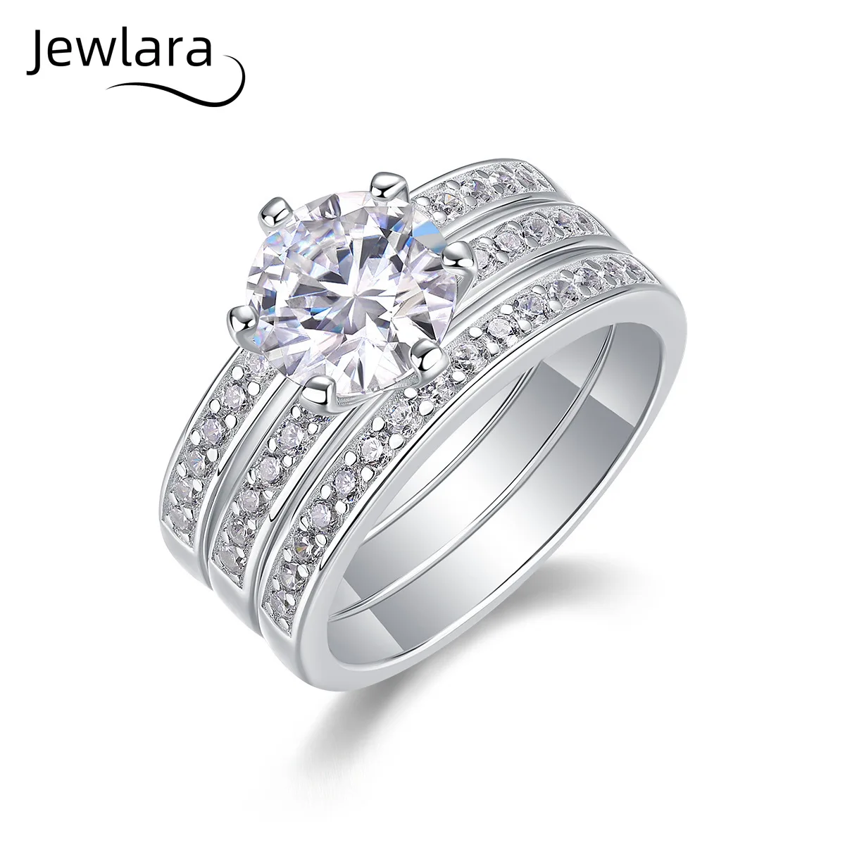 JEWLARA Stacked Ring Children Will Not Fade Light Luxury and High-end Sense Versatile S925 Silver Moissanite Rings Jewelry Gifts