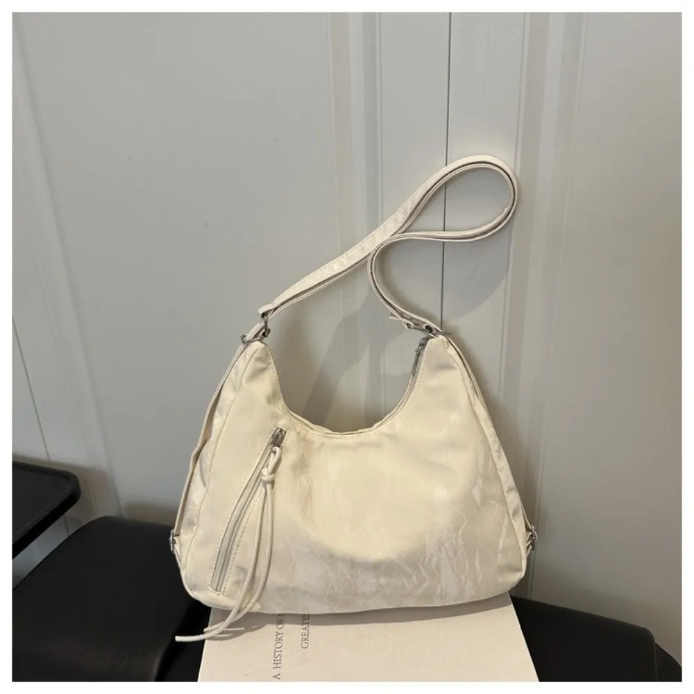 Casual Nylon Shoulder Bag Large Capacity Lightweight Underarm Handbag Wrinkle Texture Multi-purpose Tote Bag Women