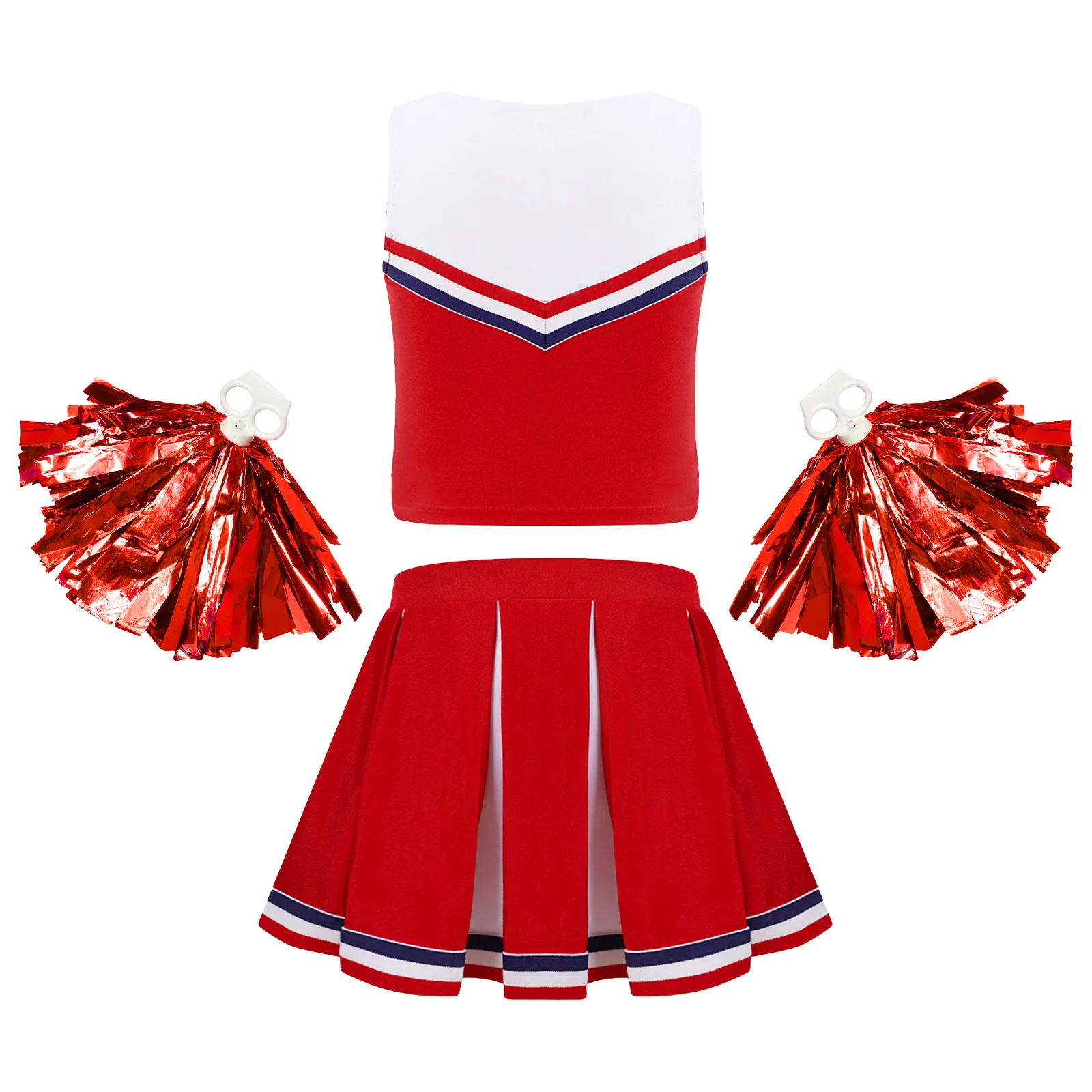 Kids Girls Sleeveless Cheer Dance Outfit Set for Cheerleading Uniform Cosplay Cheerleader Costume Teens Dancewear Teamwear