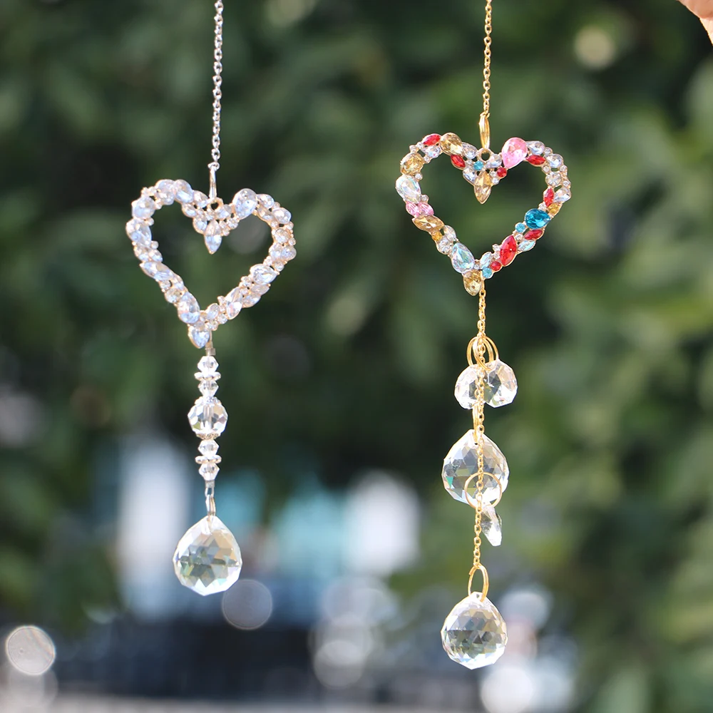 

Crystal Ball Suncatcher Pendant Rainbow Maker Wind Chimes Heart-Shaped Hanging Window Ornament Home Garden Decor