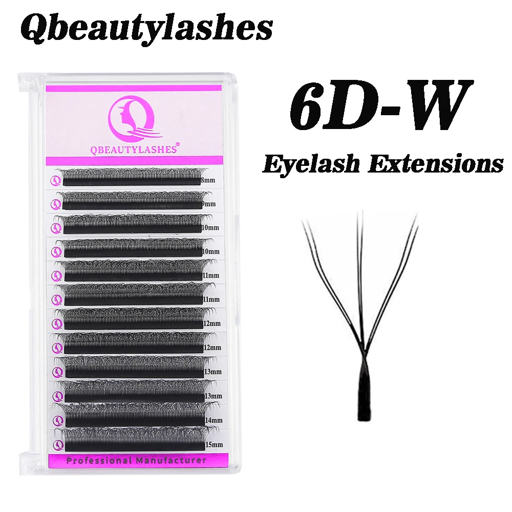 

Qbeautylashes 6D W Shape Lashes Curl C D Premade Fans 3D YY Eyelash Extensions Mink individual false eyelashes wholesale