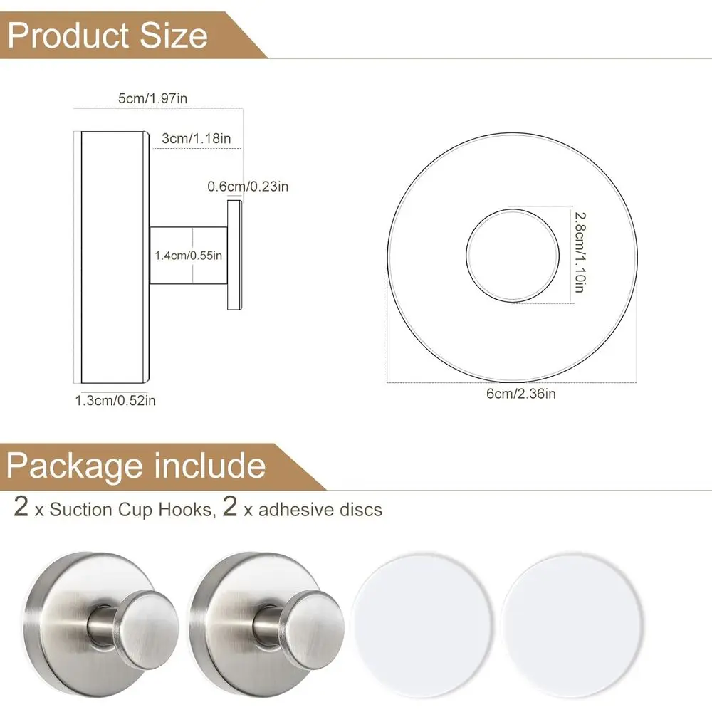 Suction Cup Hooks Shower, Nickel Wreath Hangers Front Door Glass Window Bathroom Kitchen Wall, Removable Towel Holder Bath Robe