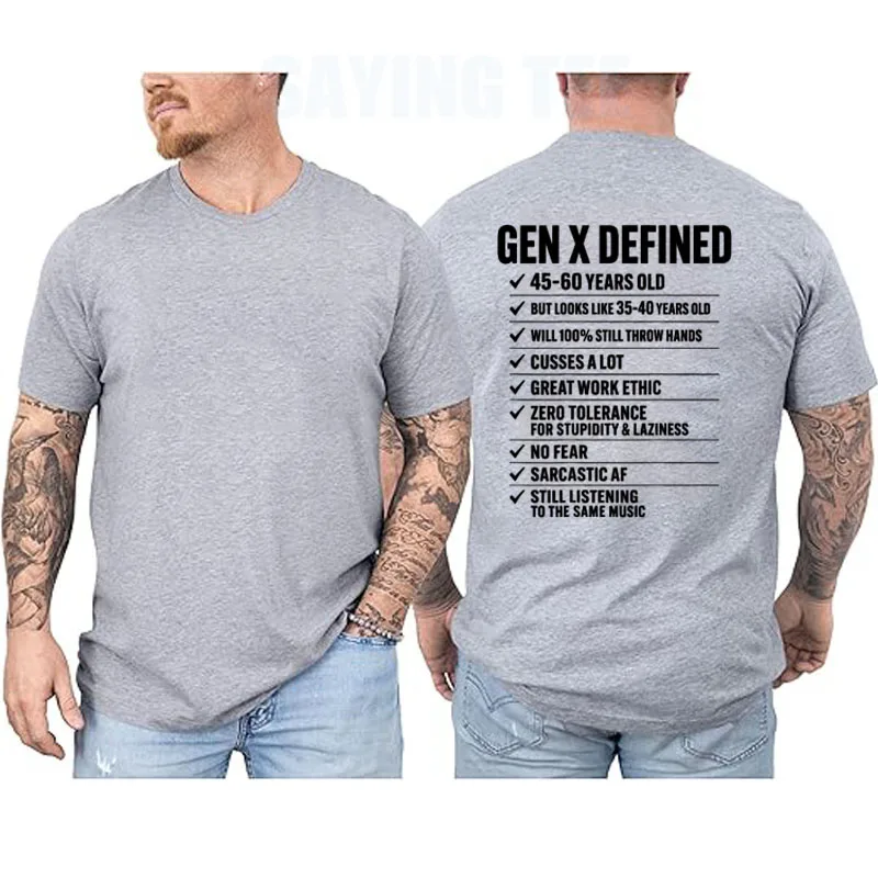 Gen X Defined 45-60 Years Old Funny Generation X Checklist T-Shirt Y2k Men's Fashion Sarcasm Saying Tee Life Style Graphic Shirt
