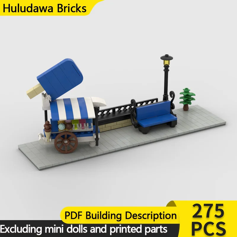 

City Street View Model MOC Building Brick Corner Ice Cream Stall Modular Technology Children Holiday Gifts Assemble Toys Suit